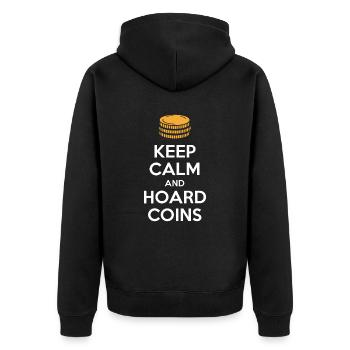 Restez calme et accumulez des pièces de monnaie - Veste à capuche bio Premium Unisexe - noir - Dos - Nico (187cm)