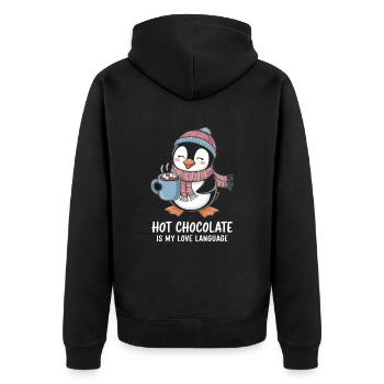 Heiße Schokolade Ist Meine Liebessprache - Unisex Premium Bio Zip Hoodie - Schwarz - Hinten - Nico (187cm)
