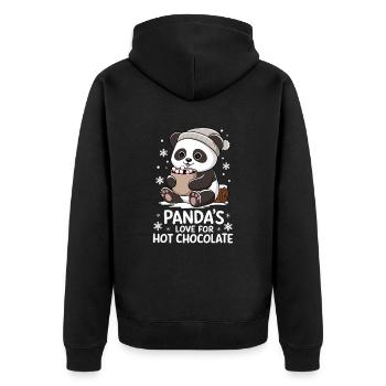 Pandas Liebe Für Heiße Schokolade - Unisex Premium Bio Zip Hoodie - Schwarz - Hinten - Nico (187cm)