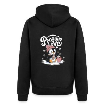 Amour pingouin au chocolat chaud - Veste à capuche bio Premium Unisexe - noir - Dos - Nico (187cm)