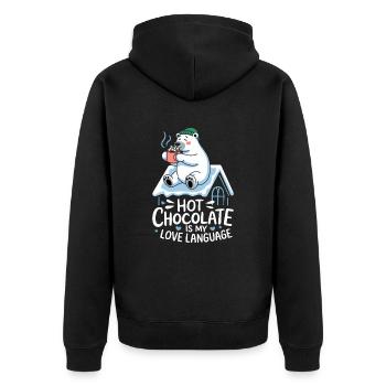 Heiße Schokolade Ist Meine Liebessprache Bär - Unisex Premium Bio Zip Hoodie - Schwarz - Hinten - Nico (187cm)