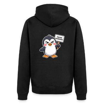 Passive Aggressive Penguin with Shield - Unisex Premium Organic Zip Hoodie - black - Back - Nico (187cm)