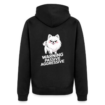 Caution Passive Aggressive Cute Dog - Unisex Premium Organic Zip Hoodie - black - Back - Nico (187cm)