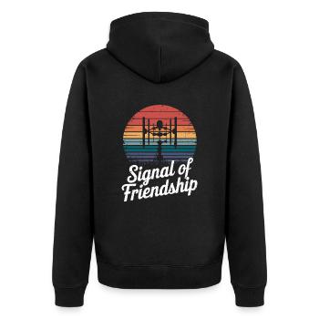 Signal of Friendship Ham Radio Amateur Radio - Unisex Premium Organic Zip Hoodie - black - Back - Nico (187cm)