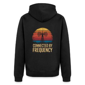 Amateurfunker Verbunden Durch Frequenz - Unisex Premium Bio Zip Hoodie - Schwarz - Hinten - Nico (187cm)