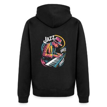 Jazz Vibes Only Musician Piano Art - Unisex Premium Organic Zip Hoodie - black - Back - Nico (187cm)