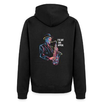 J’ai Sax Appeal Jazz Art Inspiration - Veste à capuche bio Premium Unisexe - noir - Dos - Nico (187cm)