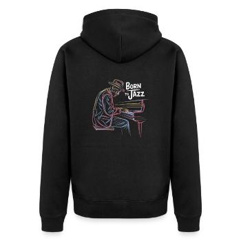 Born for jazz with musicians at the piano - Unisex Premium Organic Zip Hoodie - black - Back - Nico (187cm)