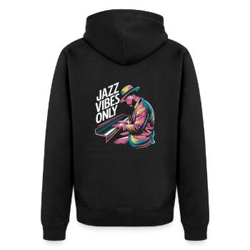 Jazz Vibes Only Musician Piano Art - Unisex Premium Organic Zip Hoodie - black - Back - Nico (187cm)