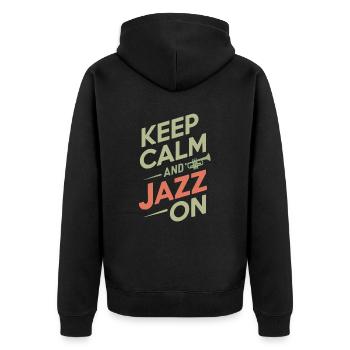 Keep calm and jazz - Unisex Premium Organic Zip Hoodie - black - Back - Nico (187cm)