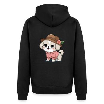 Chien mignon avec chapeau et pull - Veste à capuche bio Premium Unisexe - noir - Dos - Nico (187cm)