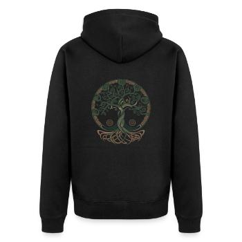 Neo Celtic Tree of Life - Unisex Premium Organic Zip Hoodie - black - Back - Nico (187cm)