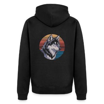 Loup majestueux avant le coucher du soleil - Veste à capuche bio Premium Unisexe - noir - Dos - Nico (187cm)