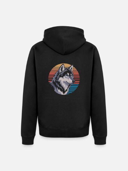 Majestic wolf before sunset - Unisex Premium Organic Zip Hoodie - black