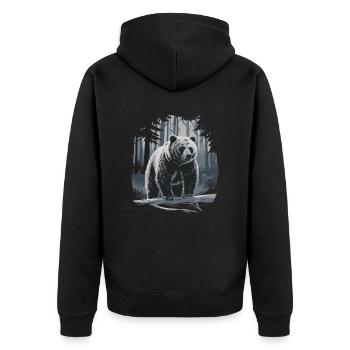 Impressive bear in the forest nature motif - Unisex Premium Organic Zip Hoodie - black - Back - Nico (187cm)