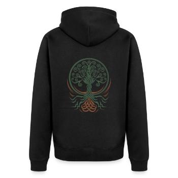 Arbre de vie néo-celtique aux racines entrelacées - Veste à capuche bio Premium Unisexe - noir - Dos - Nico (187cm)
