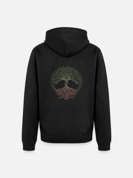 Neo Celtic Lebensbaum Symbolik - Unisex Premium Bio Zip Hoodie - Schwarz