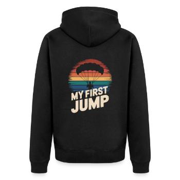 Fallschirmspringen Mein Erster Sprung Abenteuer - Unisex Premium Bio Zip Hoodie - Schwarz - Hinten - Nico (187cm)