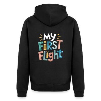 Ma première aventure aérienne pour les petits pilotes - Veste à capuche bio Premium Unisexe - noir - Dos - Nico (187cm)