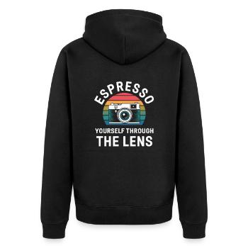 Unfold Through the Lens Photographer - Unisex Premium Organic Zip Hoodie - black - Back - Nico (187cm)