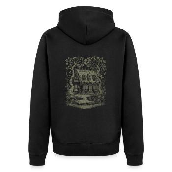 Maison de conte de fées sombre Cottagecore - Veste à capuche bio Premium Unisexe - noir - Dos - Nico (187cm)