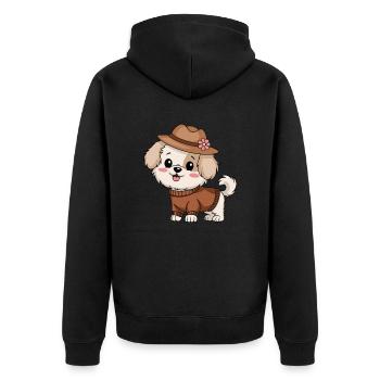 Chien mignon avec chapeau et pull - Veste à capuche bio Premium Unisexe - noir - Dos - Nico (187cm)