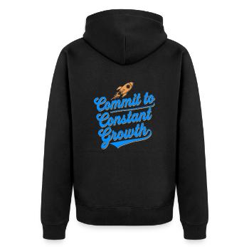 Verpflichte Dich Zu Ständigem Wachstum Für - Unisex Premium Bio Zip Hoodie - Schwarz - Hinten - Nico (187cm)