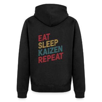 Eat Sleep Kaizen Repeat Improvement - Unisex Premium Organic Zip Hoodie - black - Back - Nico (187cm)