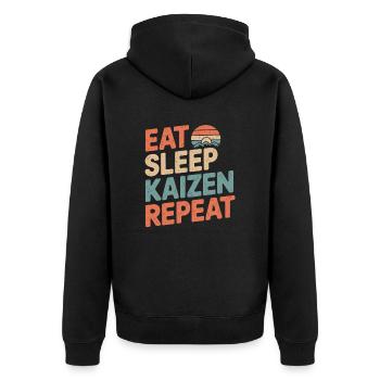 Eat Sleep Kaizen Improvement Repeat - Unisex Premium Organic Zip Hoodie - black - Back - Nico (187cm)