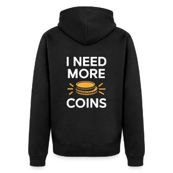 Numismatique : j’ai besoin de plus de pièces - Veste à capuche bio Premium Unisexe - noir - Dos - Nico (187cm)