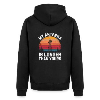 Meine Antenne Ist Länger Amateurfunk Radio - Unisex Premium Bio Zip Hoodie - Schwarz - Hinten - Nico (187cm)