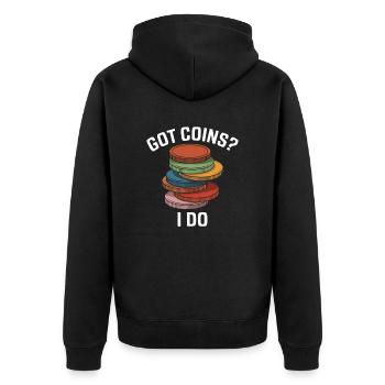 Numismatique : vous avez des pièces de monnaie ? - Veste à capuche bio Premium Unisexe - noir - Dos - Nico (187cm)
