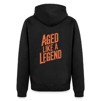 Anniversaire Vieillir comme une légende - Veste à capuche bio Premium Unisexe - noir - Dos - Nico (187cm)