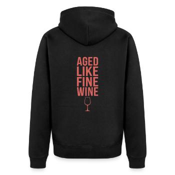 Getting older like a good wine - Unisex Premium Organic Zip Hoodie - black - Back - Nico (187cm)