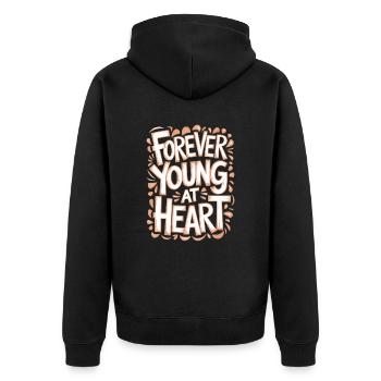 Für Immer Jung Im Herzen Geburtstag Älter Werden - Unisex Premium Bio Zip Hoodie - Schwarz - Hinten - Nico (187cm)