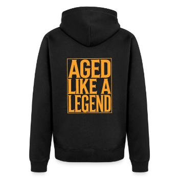 Vieilli comme une légende fête d’anniversaire - Veste à capuche bio Premium Unisexe - noir - Dos - Nico (187cm)