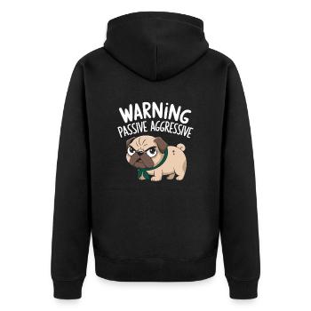 Attention Passif Agressif Carlin Avertissement - Veste à capuche bio Premium Unisexe - noir - Dos - Nico (187cm)
