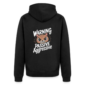 Warnung Passiv Aggressiv Lustige Katze - Unisex Premium Bio Zip Hoodie - Schwarz - Hinten - Nico (187cm)