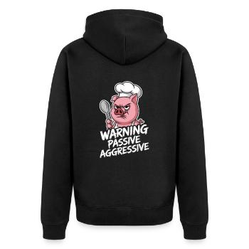 Achtung Passiv Aggressiv Schwein Cartoon Koch - Unisex Premium Bio Zip Hoodie - Schwarz - Hinten - Nico (187cm)