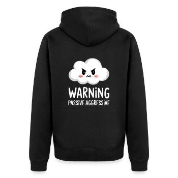 Passive Aggressive Cloud Warning - Unisex Premium Organic Zip Hoodie - black - Back - Nico (187cm)