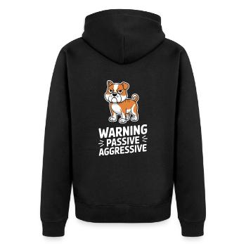 Warning Passive Aggressive Bulldog Cartoon - Unisex Premium Organic Zip Hoodie - black - Back - Nico (187cm)