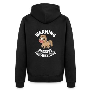 Attention Passive Aggressive Horse Cartoon - Unisex Premium Organic Zip Hoodie - black - Back - Nico (187cm)