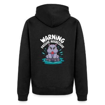 Attention aux hippopotames passifs agressifs - Veste à capuche bio Premium Unisexe - noir - Dos - Nico (187cm)