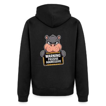 Warnung Passiv Aggressiv Nilpferd - Unisex Premium Bio Zip Hoodie - Schwarz - Hinten - Nico (187cm)