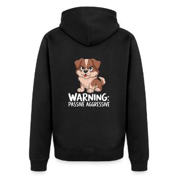 Warnung: Passiv Aggressiv Hunde Cartoon - Unisex Premium Bio Zip Hoodie - Schwarz - Hinten - Nico (187cm)
