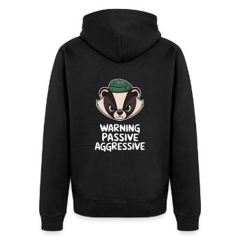 Attention blaireau passif agressif avec casquette - Veste à capuche bio Premium Unisexe - noir - Dos - Nico (187cm)