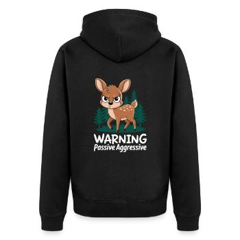 Vorsicht Passiv-Aggressives Reh - Unisex Premium Bio Zip Hoodie - Schwarz - Hinten - Nico (187cm)