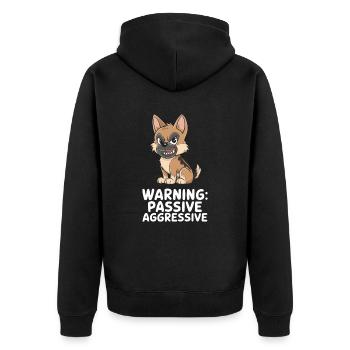 Warnung: Passiv Aggressiv Hund Cartoon - Unisex Premium Bio Zip Hoodie - Schwarz - Hinten - Nico (187cm)