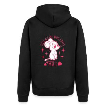 Just a girl who loves mice - Cartoon - Unisex Premium Bio Zip Hoodie - Schwarz - Hinten - Nico (187cm)