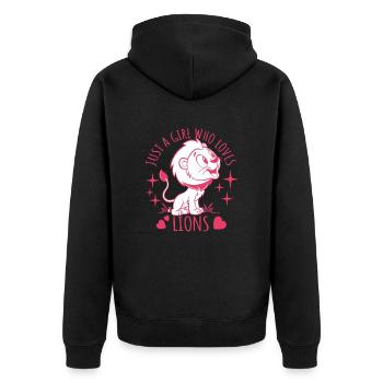 Just a girl who loves lions - Cartoon - Unisex Premium Organic Zip Hoodie - black - Back - Nico (187cm)